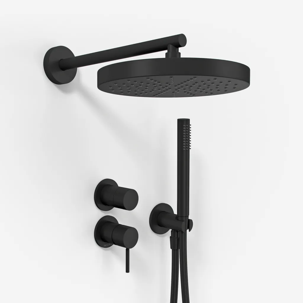 Semplice SBR901 S01 - Duschset Ø24 cm, Wandmontage, Mattschwarz