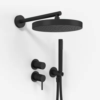 Semplice SBR901 S01 - Duschset Ø24 cm, Wandmontage, Mattschwarz