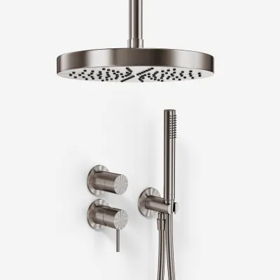 Semplice SBR901 S03 - Duschset Ø24 cm, Decke, PVD gebürsteter Stahl