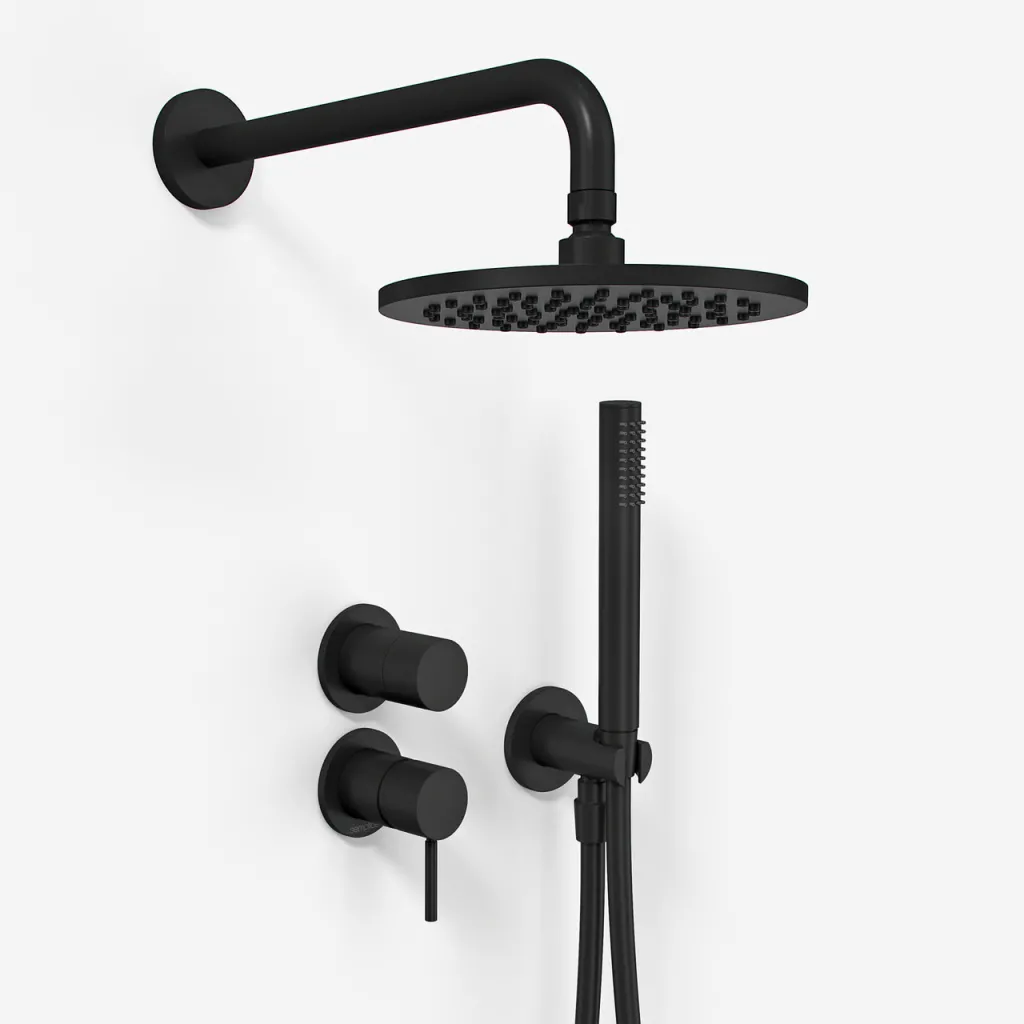 Semplice SBR901 S05 - Brausebatterie Ø20 cm, Wandmontage, Mattschwarz