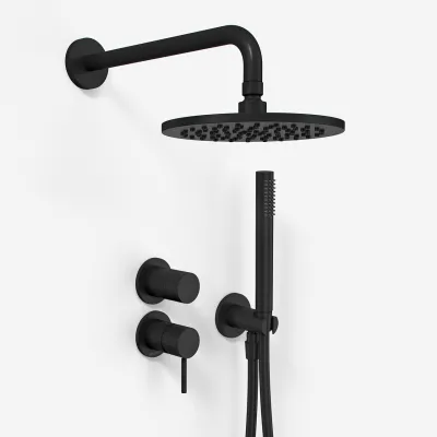 Semplice SBR901 S05 - Brausebatterie Ø20 cm, Wandmontage, Mattschwarz