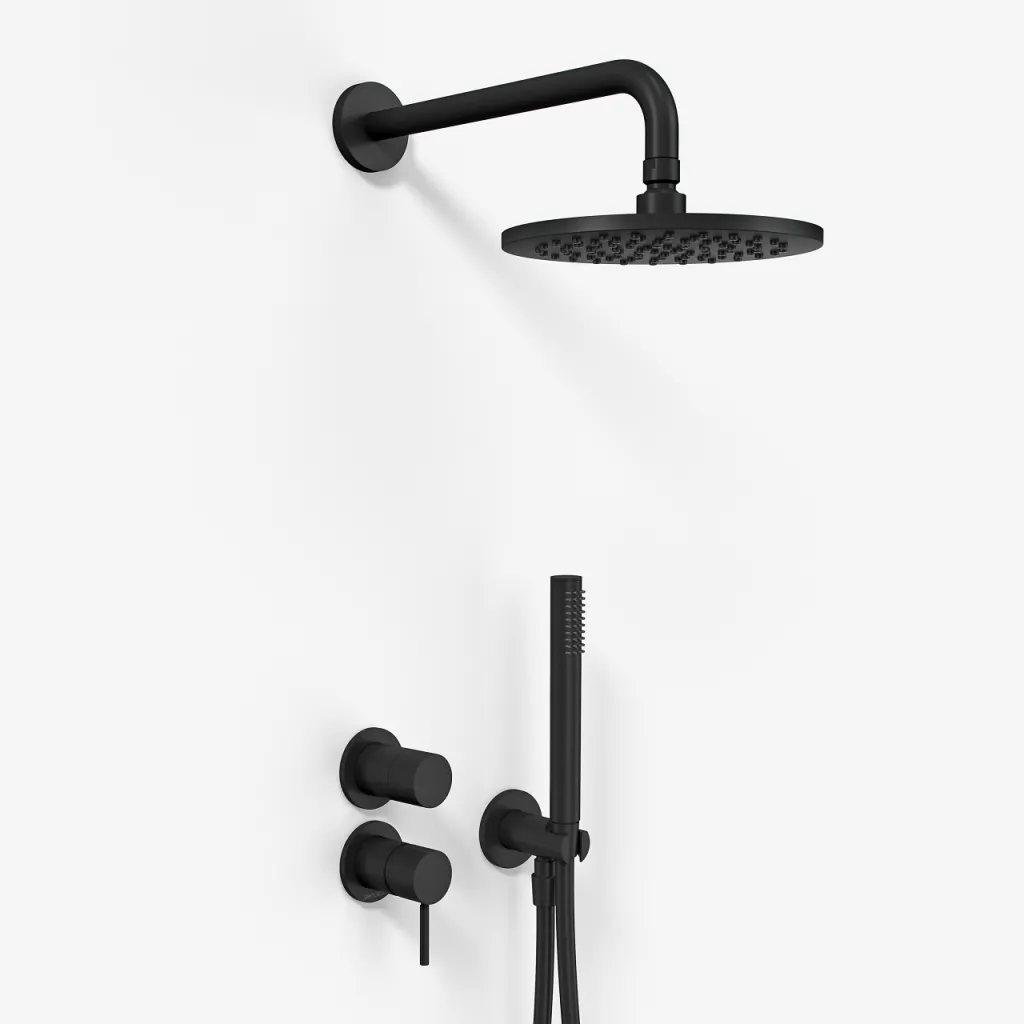 Semplice SBR901 S05 - Brausebatterie Ø20 cm, Wandmontage, Mattschwarz