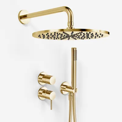 Semplice SBR901 S07 - Duschset Rain DeLuxe Ø30 cm, Wand, Messing poliert Natur