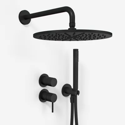 Semplice SBR901 S07 - Duschset Ø30 cm, Wand, Mattschwarz