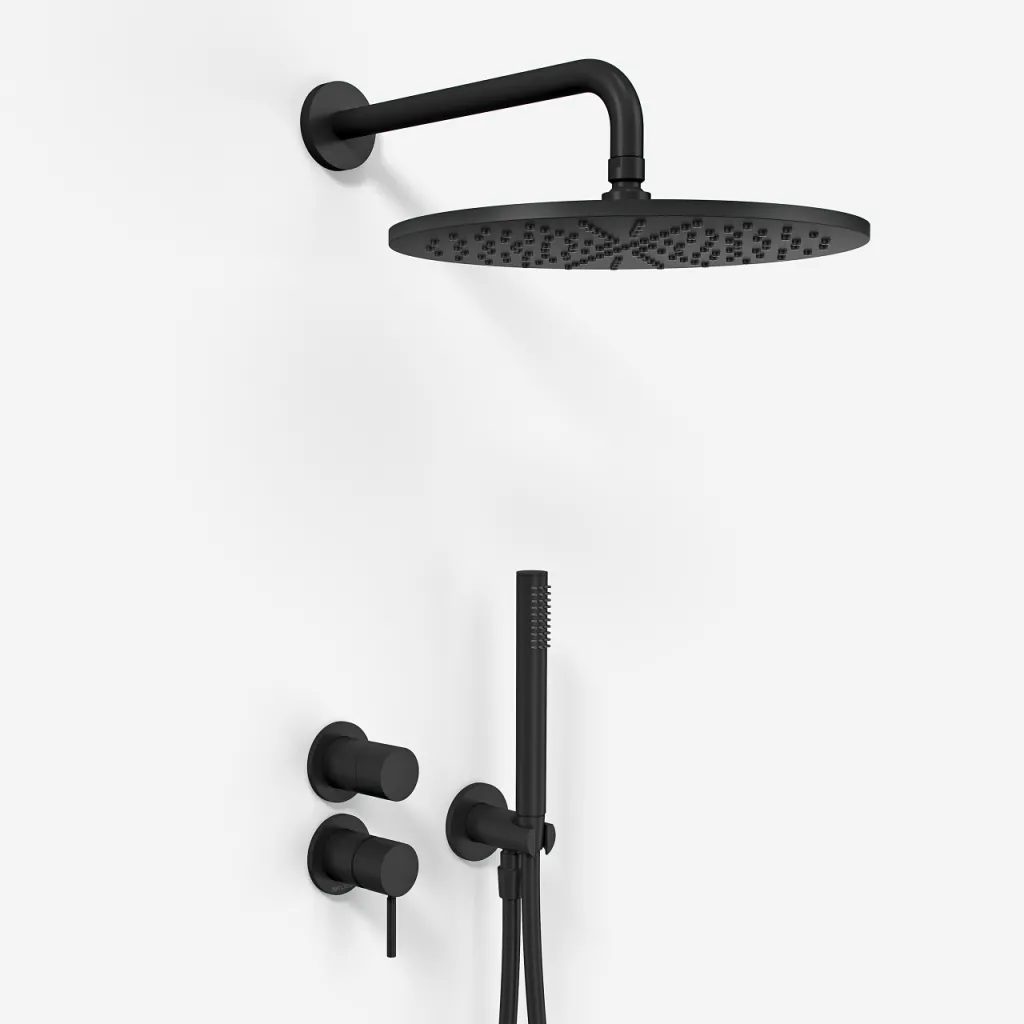 Semplice SBR901 S07 - Duschset Ø30 cm, Wand, Mattschwarz