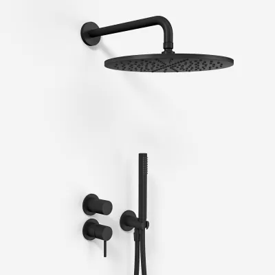 Semplice SBR901 S07 - Duschset Ø30 cm, Wand, Mattschwarz
