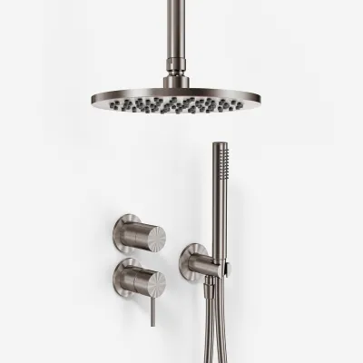 Semplice SBR901 S08 - Duschset Ø20 cm, Decke, PVD gebürsteter Stahl