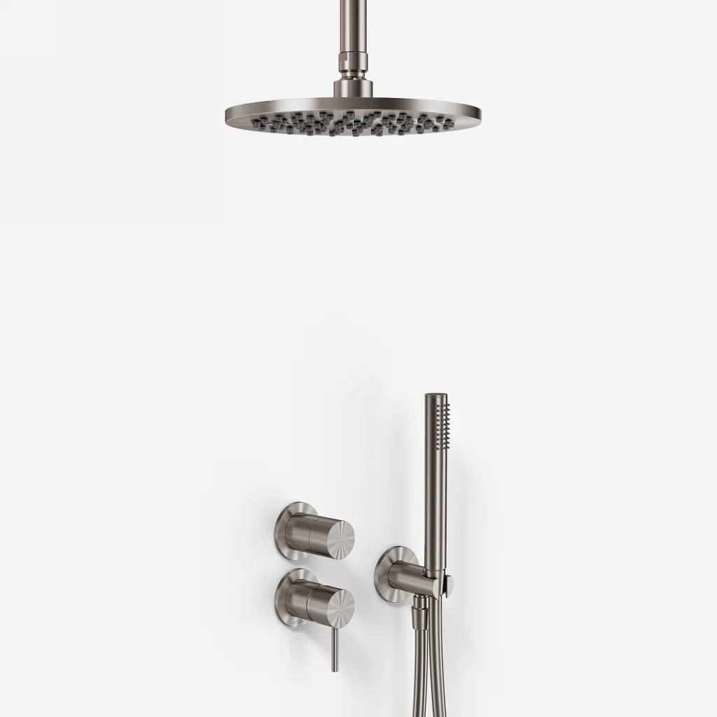 Semplice SBR901 S08 - Duschset Ø20 cm, Decke, PVD gebürsteter Stahl
