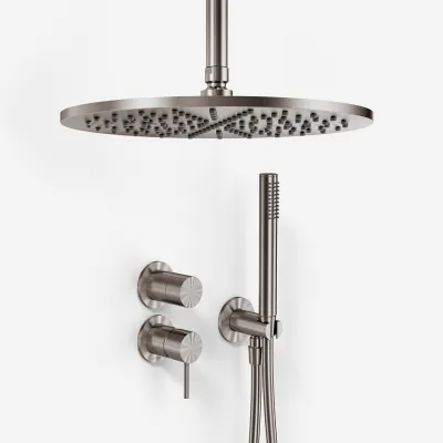 Semplice SBR901 S10 - Duschset Ø30 cm, Decke, PVD gebürsteter Stahl