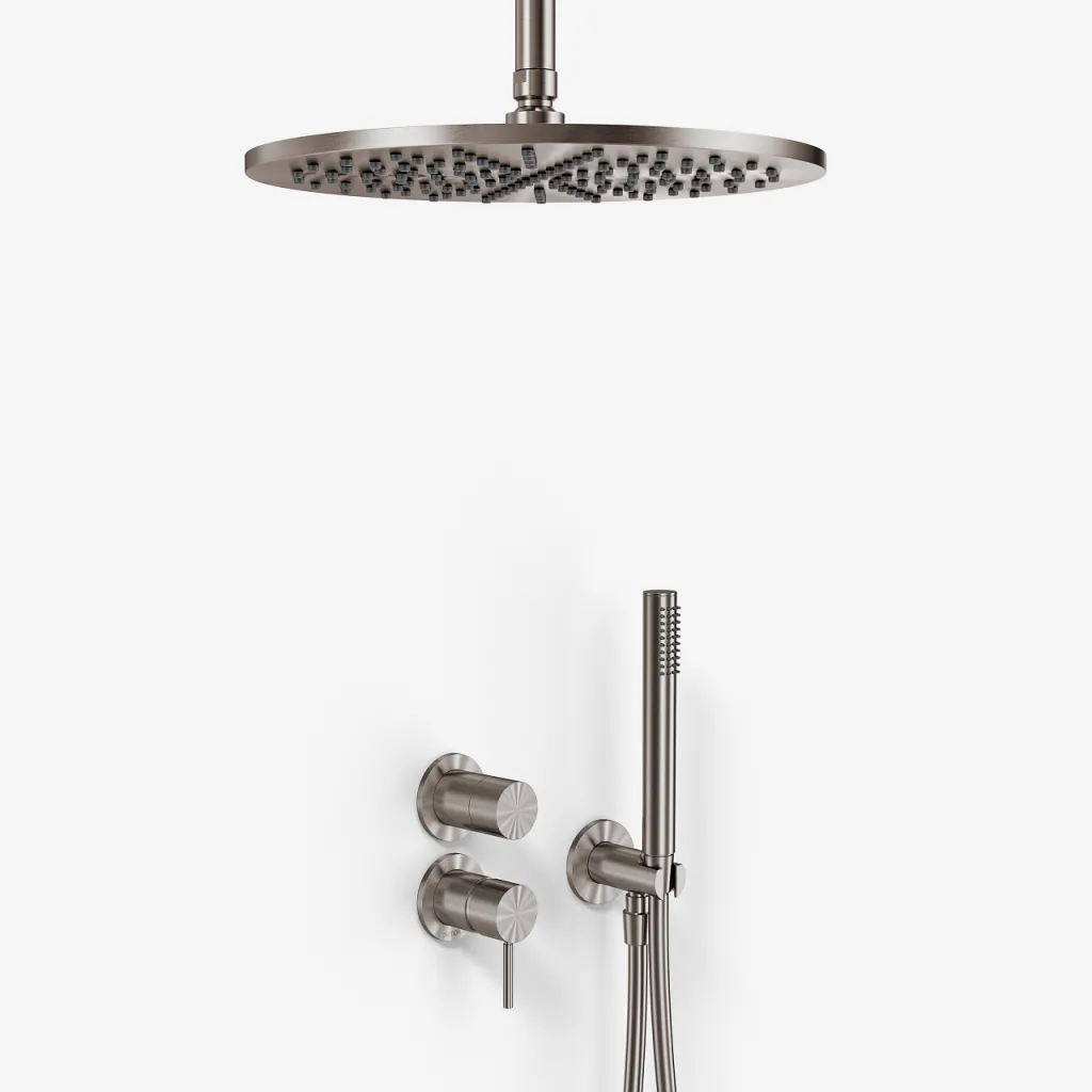 Semplice SBR901 S10 - Duschset Ø30 cm, Decke, PVD gebürsteter Stahl