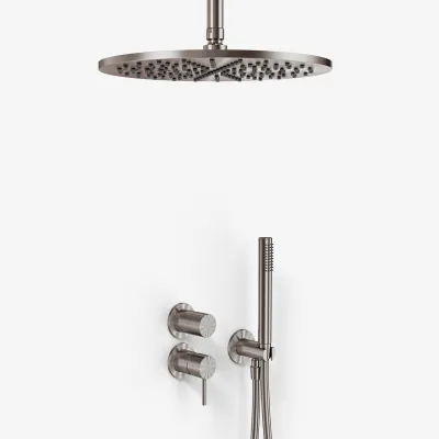 Semplice SBR901 S10 - Duschset Ø30 cm, Decke, PVD gebürsteter Stahl