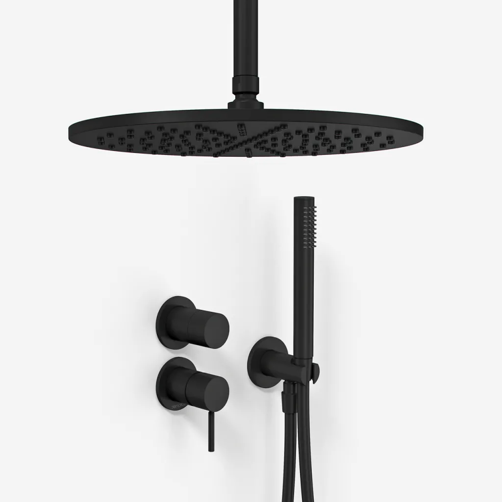 Semplice SBR901 S10 - Duschset Ø30 cm, Decke, Mattschwarz