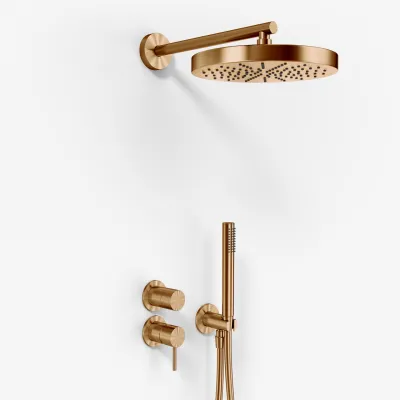Semplice SBR901 S01 - Duschset Ø24 cm, Wandmontage, PVD gebürstetes Kupfer
