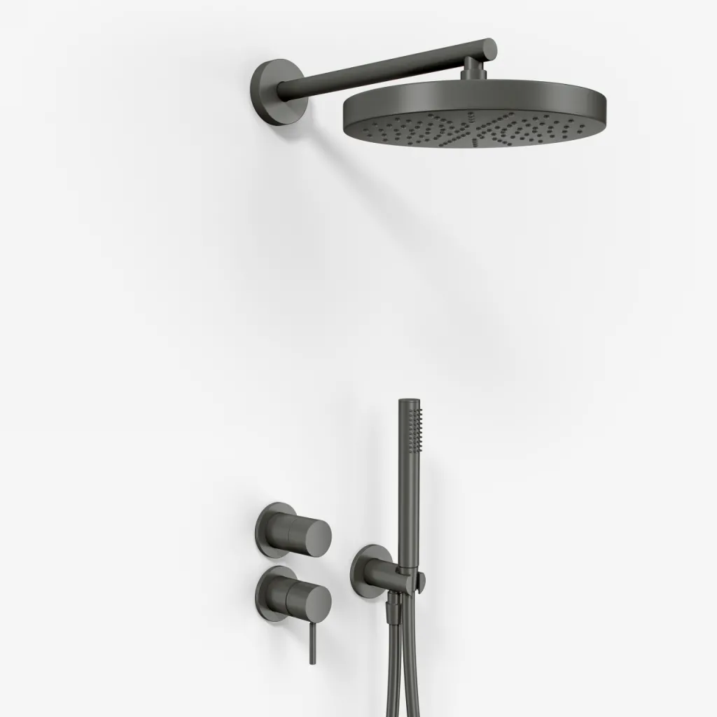 Semplice SBR901 S01 - Duschset Ø24 cm, Wandmontage, PVD Matt Gun Metal