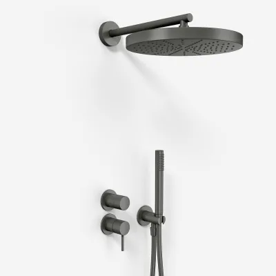 Semplice SBR901 S02 - Duschset Ø28 cm, Wandmontage, PVD Matt Gun Metal