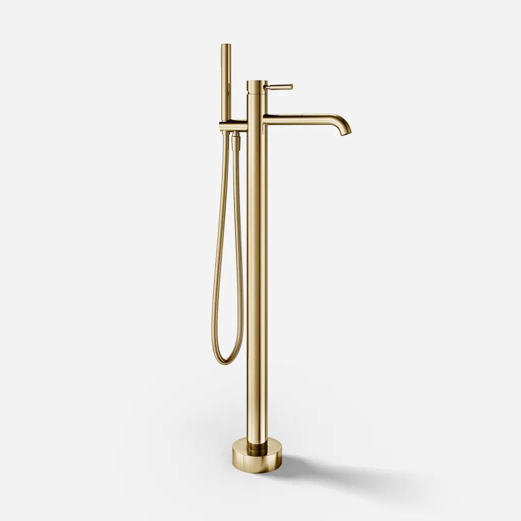 Semplice SQ2 - Freistehende Badarmatur, poliertes Messing, Natur