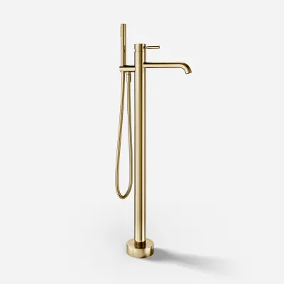 Semplice SQ2 - Freistehende Badarmatur, poliertes Messing, Natur