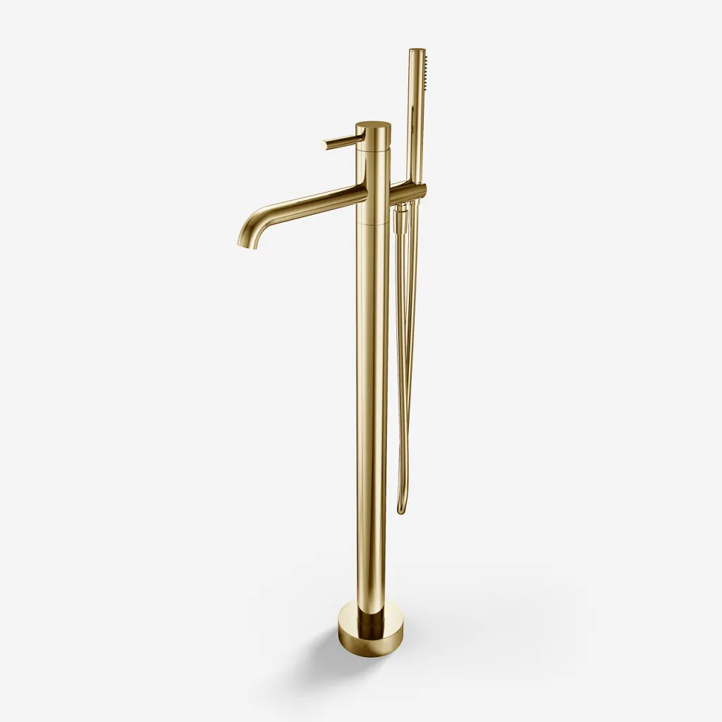Semplice SQ2 - Freistehende Badarmatur, poliertes Messing, Natur
