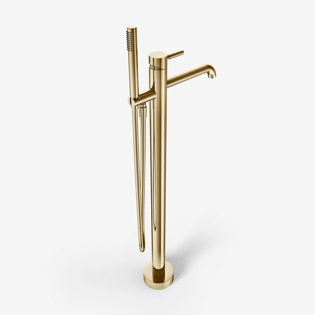 Semplice SQ2 - Freistehende Badarmatur, poliertes Messing, Natur