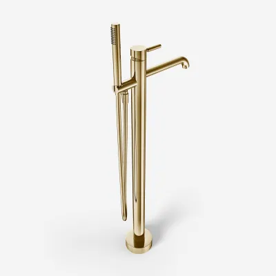 Semplice SQ2 - Freistehende Badarmatur, poliertes Messing, Natur