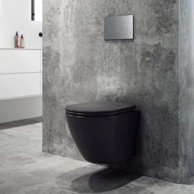 Nomi PN2-18 - WC 49 cm, Mattschwarz, Rimless + EasyClean Coat