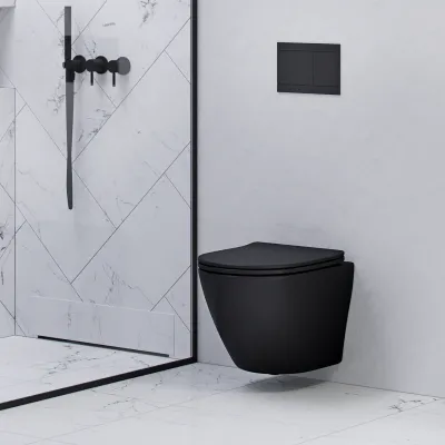Nomi PN2-18 - WC 49 cm, Mattschwarz, Rimless + EasyClean Coat