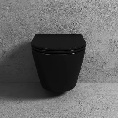 Nomi PN2-18 - WC 49 cm, Mattschwarz, Rimless + EasyClean Coat