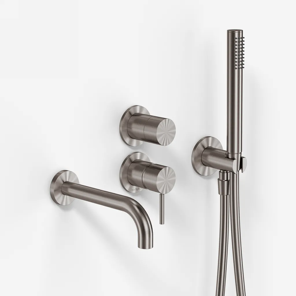 Semplice SBR901 S11 - Wannen-/Duscharmatur, PVD-beschichteter gebürsteter Stahl
