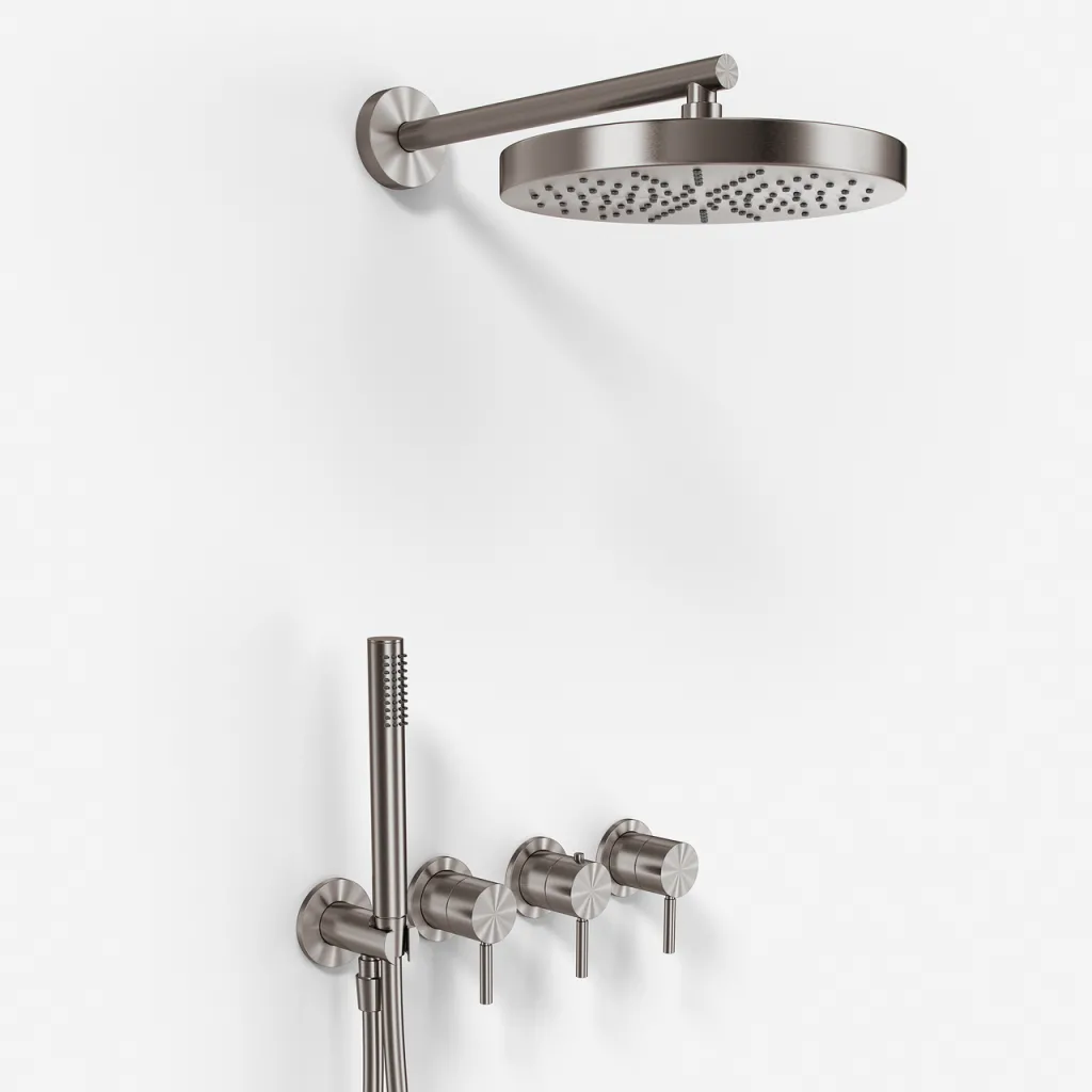 Semplice STB801 S01 - XL Rain DeLux SmartTerm Ø24 cm EasyClean, Wand, PVD gebürsteter Stahl 