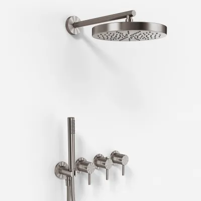 Semplice STB801 S01 - XL Rain DeLux SmartTerm Ø24 cm EasyClean, Wand, PVD gebürsteter Stahl 