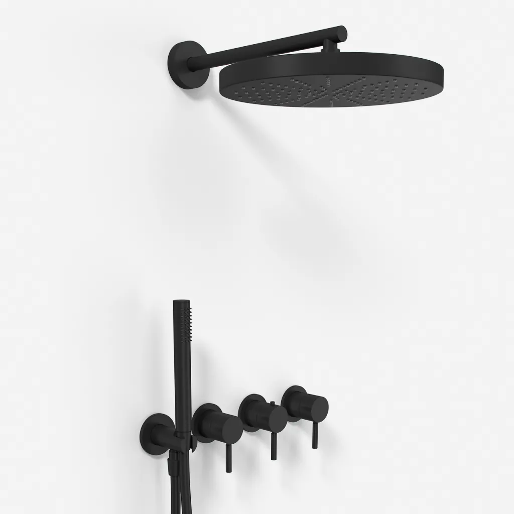 Semplice STB801 S02 - XXL Rain DeLux Ø28 cm, SmartTerm Wall, Mattschwarz