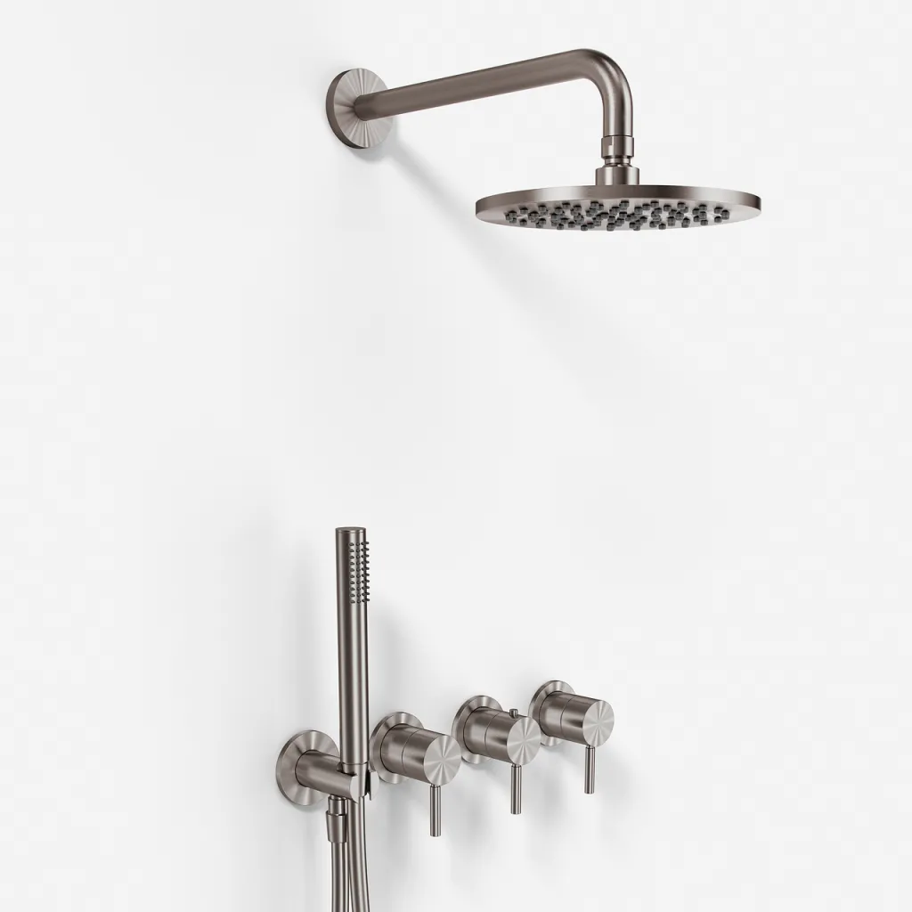 Semplice STB801 S05 - Rain DeLux SmartTerm Ø20 cm EasyClean, Wand, PVD gebürsteter Stahl 