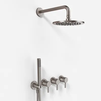 Semplice STB801 S05 - Rain DeLux SmartTerm Ø20 cm EasyClean, Wand, PVD gebürsteter Stahl 