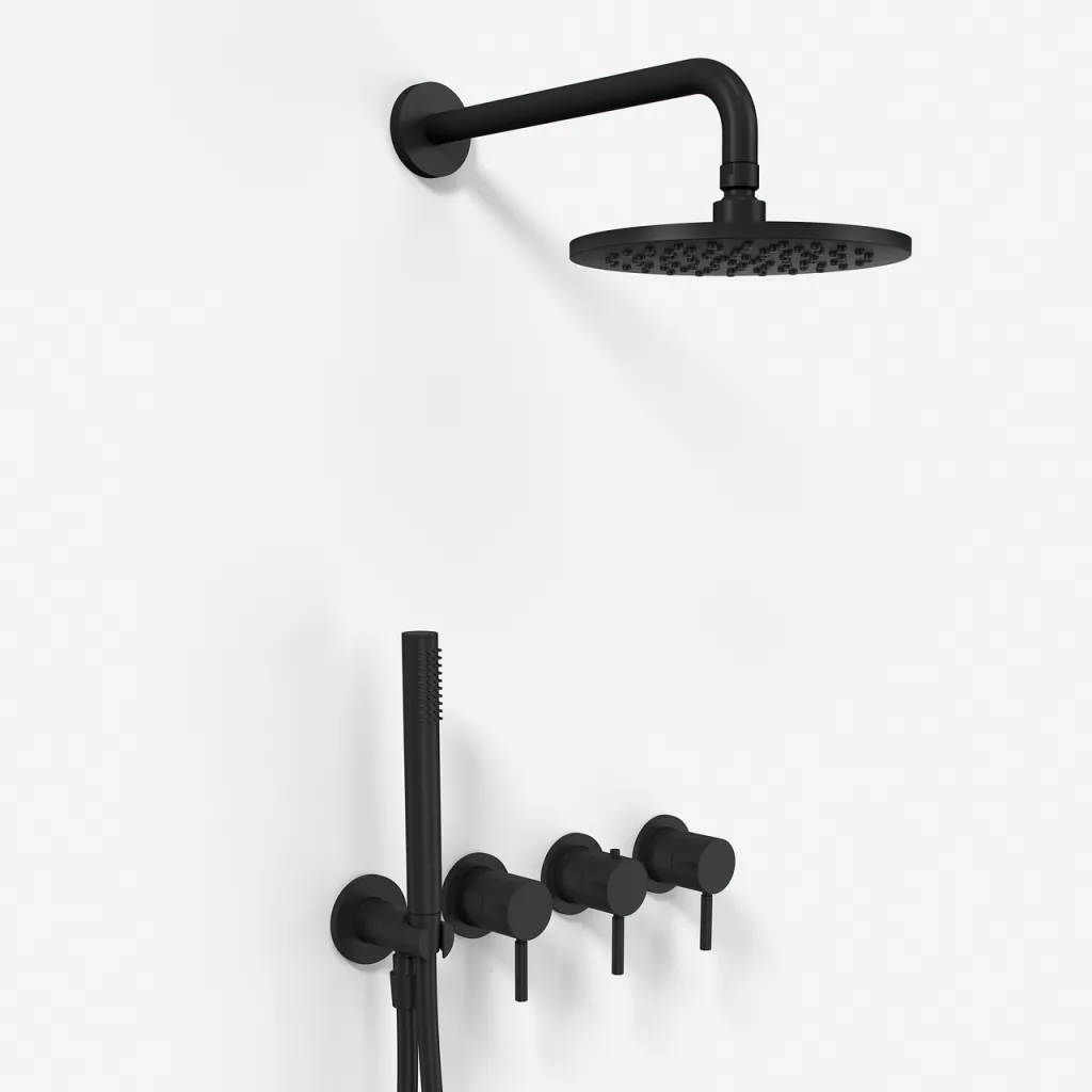 Semplice STB801 S05 - Rain DeLux SmartTerm Ø20 cm EasyClean, Wand, Mattschwarz