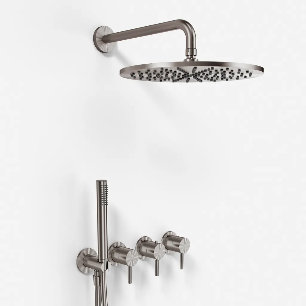 Semplice STB801 S07 - Rain DeLux SmartTerm Ø30 cm EasyClean, Wand, PVD gebürsteter Stahl 