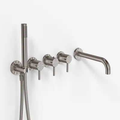Semplice STB801 S11 - Thermostatset Wanne/Dusche, PVD gebürsteter Stahl 