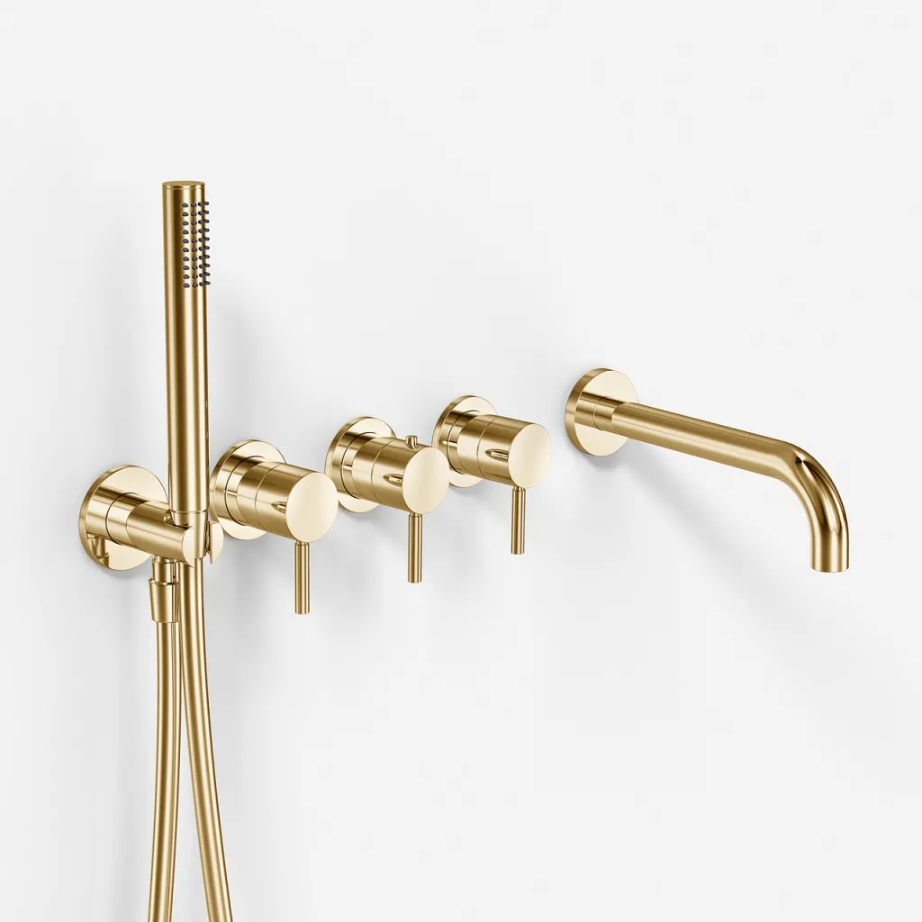 Semplice STB801 S11 - Thermostat-Set für Badewanne/Dusche, poliertes Messing, Natur