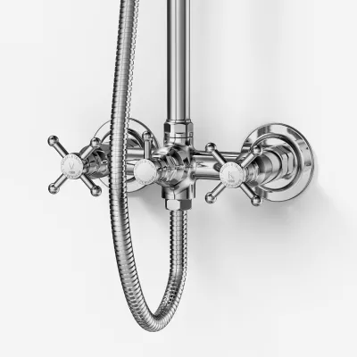 Hassel&Teudt HBR800 S01 - Duschstangenset mit Ø21 cm. Rain DeLuxe mit EasyClean, Chrom
