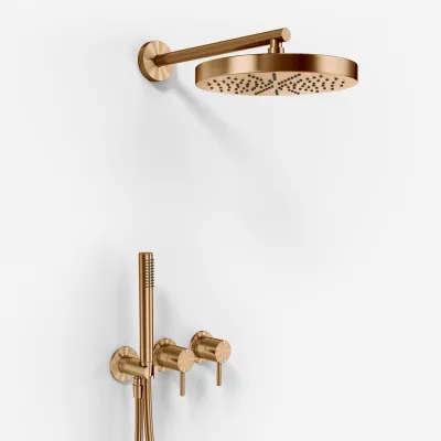 Semplice SBR801 S01 - Duschset, Ø24 cm, Wand, PVD gebürstetes Kupfer