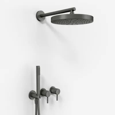 Semplice SBR801 S01 - Duschset, Ø24 cm, Wandmontage, PVD Matt Gun Metal