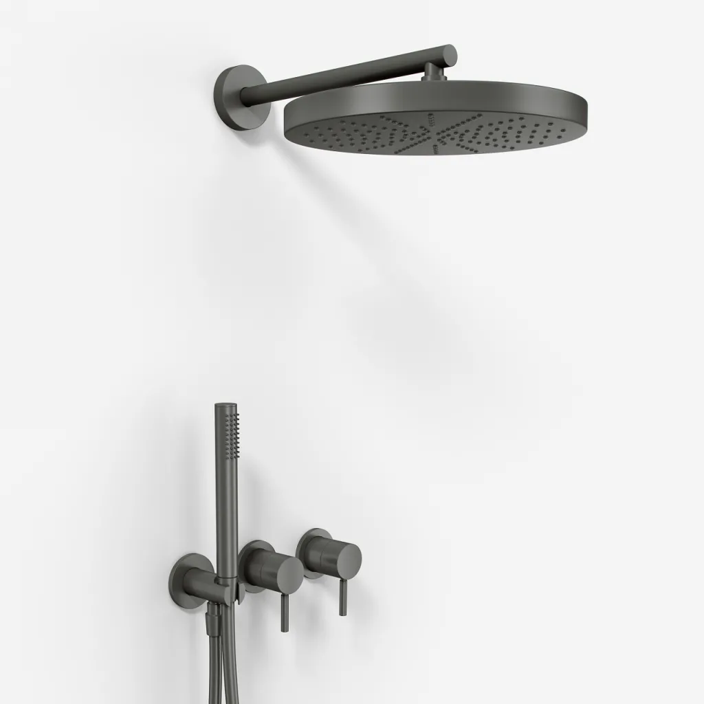 Semplice SBR801 S02 - Duschset, Ø28 cm, Wand, PVD Matt Gun Metal