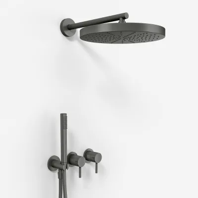Semplice SBR801 S02 - Duschset, Ø28 cm, Wand, PVD Matt Gun Metal