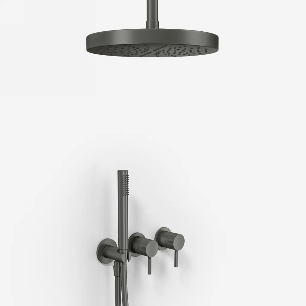 Semplice SBR801 S03 - XL Rain DeLux Ø24 cm, Decke, PVD Matt Gun Metal