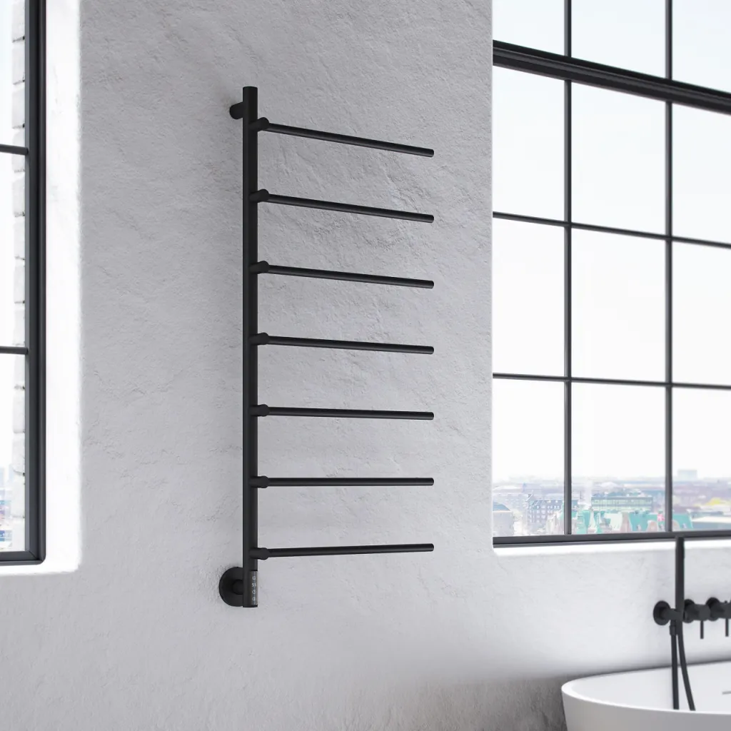 Pulcher® Semplice PS07 -  Elektrischer Handtuchwärmer, 48 x 110 cm, Mattschwarz