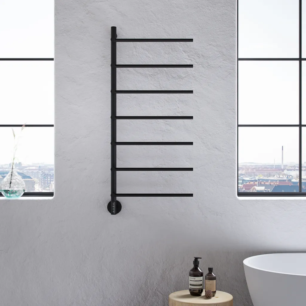 Pulcher® Semplice PS07 -  Elektrischer Handtuchwärmer, 48 x 110 cm, Mattschwarz
