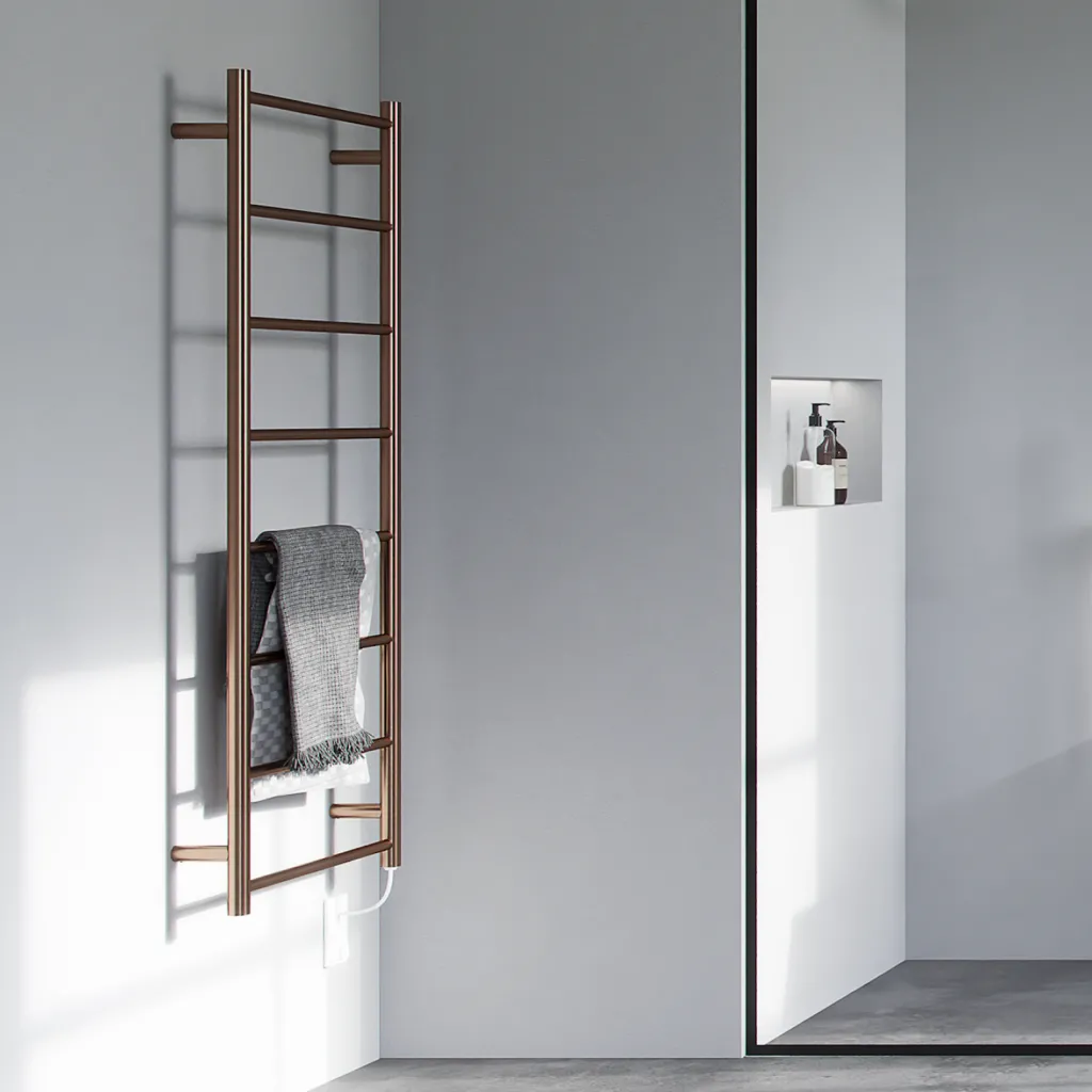 Pulcher Minimalism PM128 - Elektrischer Handtuchwärmer, 50 x 128 cm, PVD gebürstetes Kupfer
