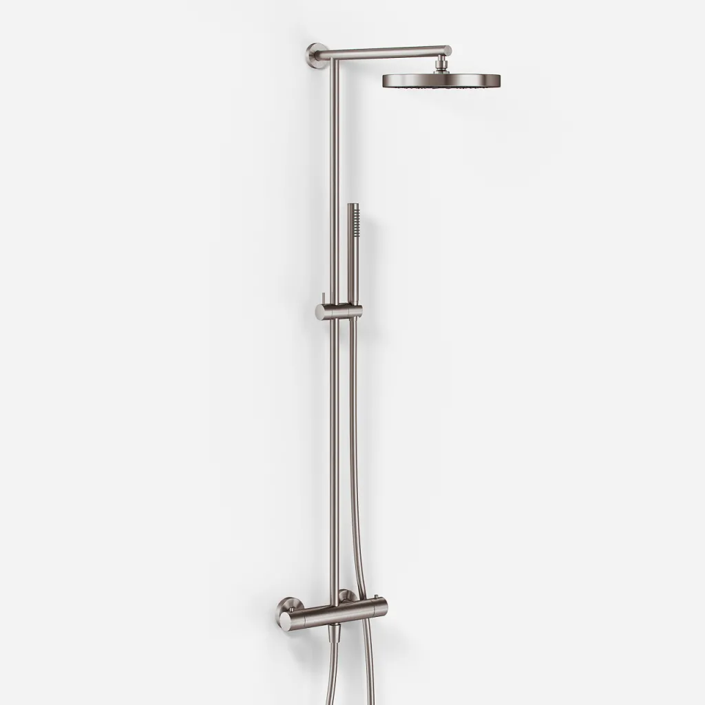 Semplice SRL10 - Thermostatset, XL Rain DeLux Ø24 mit EasyClean, PVD gebürsteter Stahl