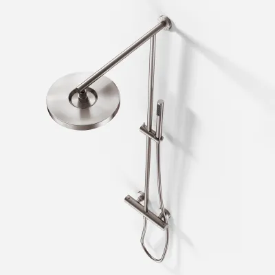 Semplice SRL10 - Thermostatset, XL Rain DeLux Ø24 mit EasyClean, PVD gebürsteter Stahl