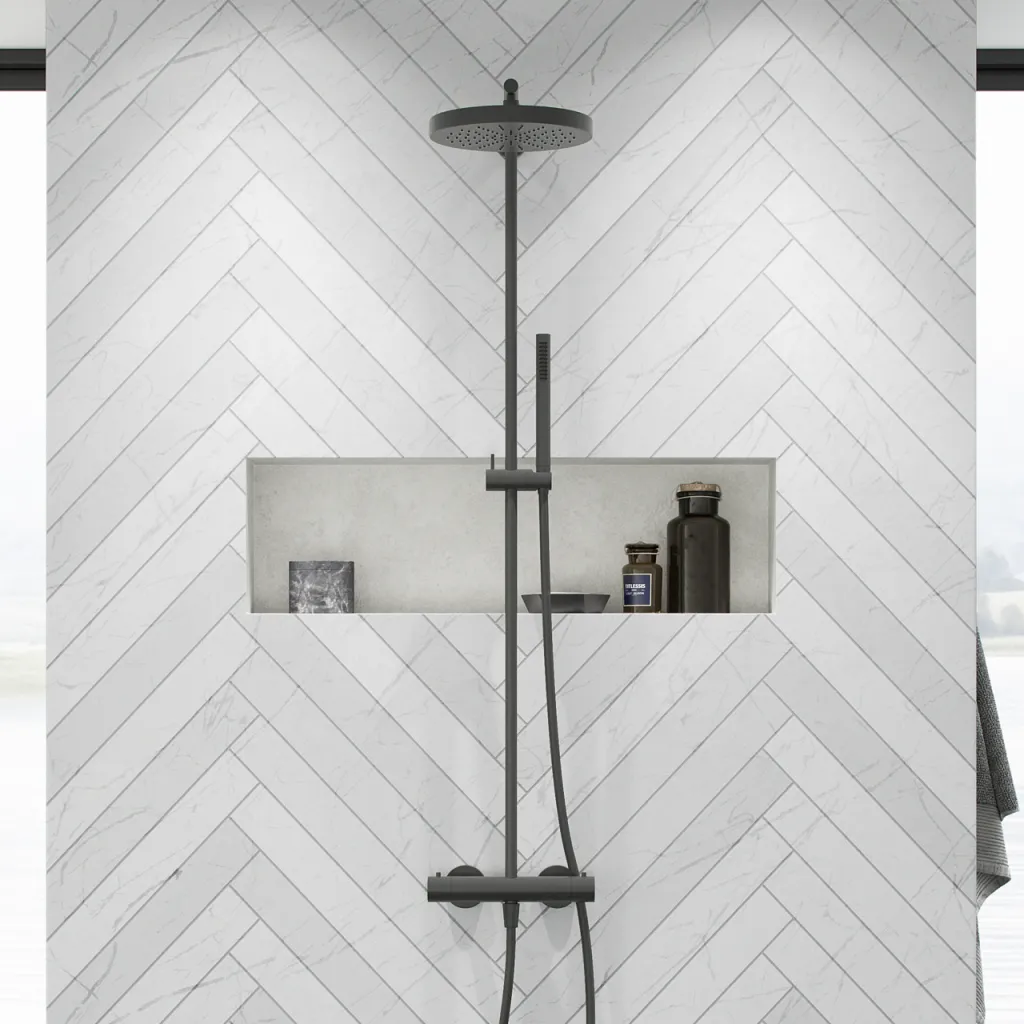 Semplice SRL10 - Thermostatset, XL Rain DeLux Ø24 mit EasyClean, PVD Matt Gun Metal
