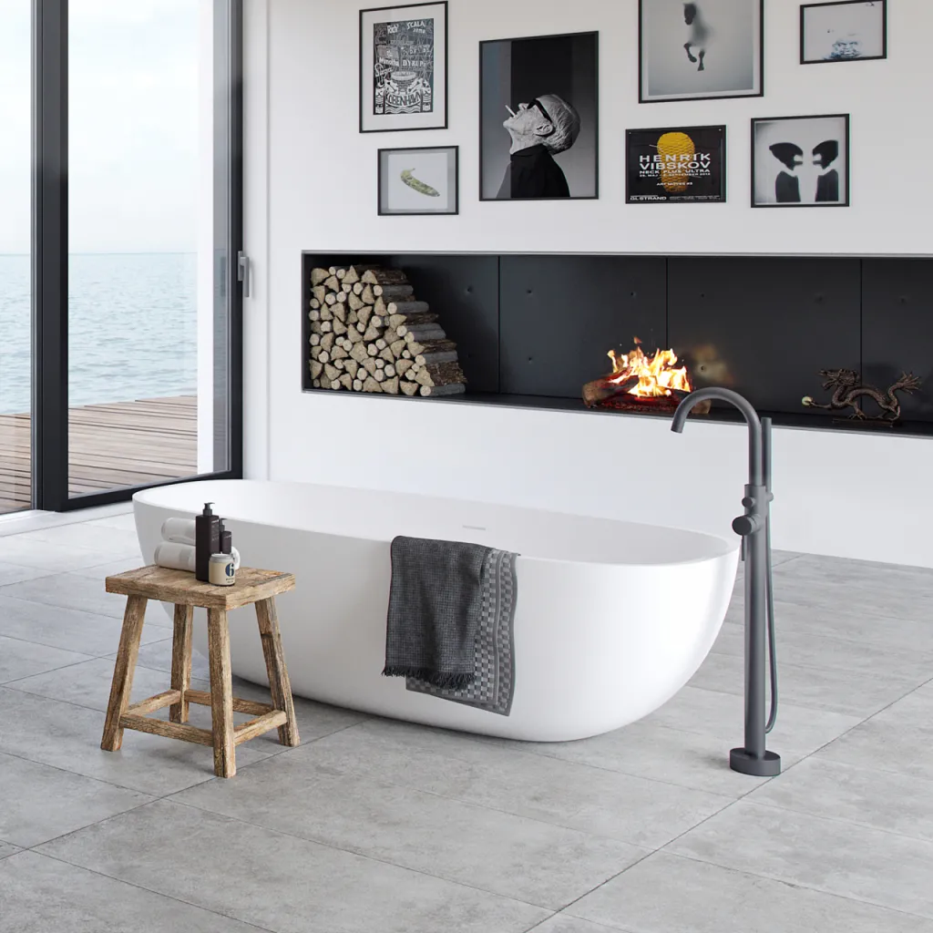 Semplice SBS600 - Freistehende Wannenarmatur, PVD Matt Gun Metal